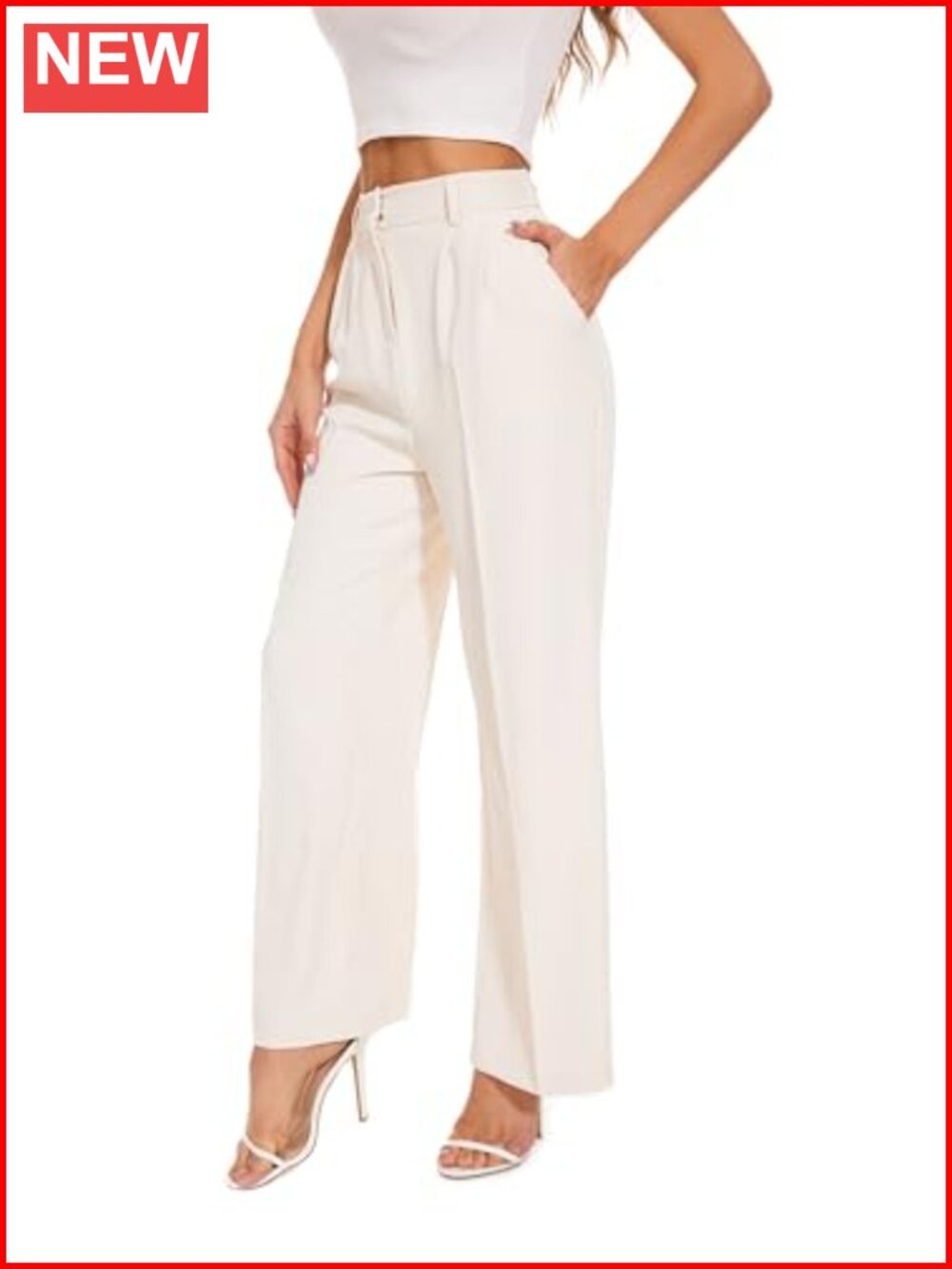 Wide Leg Dress Pants for Women High Waisted Pleated Front Work Slacks